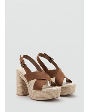 MANGO TEEN Espadrille Strap Sandal - Brown