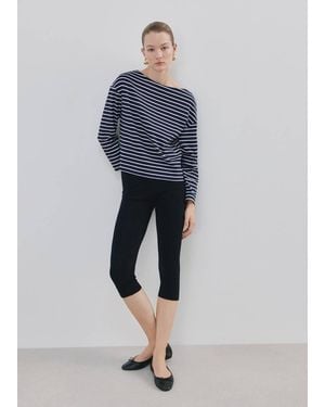 Mango Sweat Rayures Col Bateau Bleu Marine