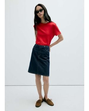 Mango 100% Cotton Round Neck T-Shirt - Red