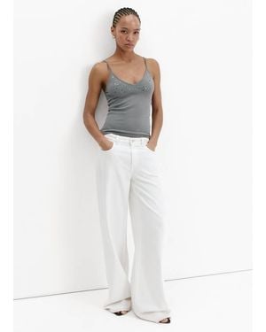 Mango Sparkly Top With Fine Straps - White