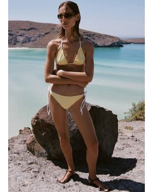 Mango Culotte Bikini Coupe Cheeky À Carreaux Vichy Jaune - Gris