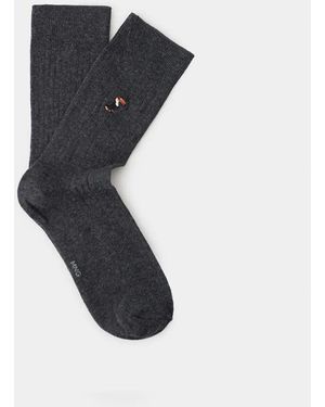 Mango Embroidered Cotton Socks - Black