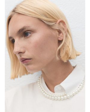 Mango Collana Doppia Perla Cristallo Bianco - Neutro