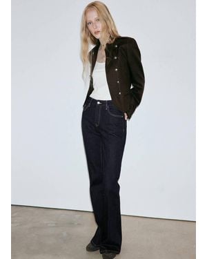 Mango High Waist Flare Jeans - Black