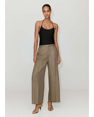 Mango High-Waisted Lyocell Trousers - Natural