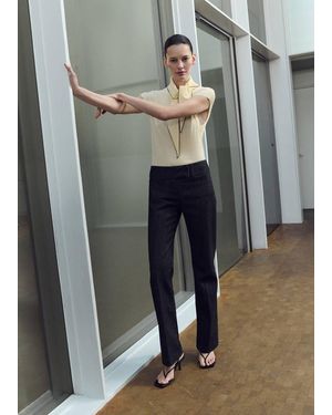 Mango Top Maglia Dettaglio Foulard Giallo Pastello - Grigio