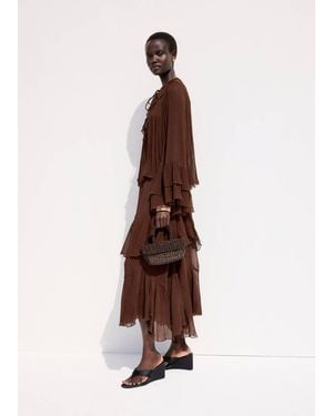 Mango Ruffled Chiffon Skirt - Brown