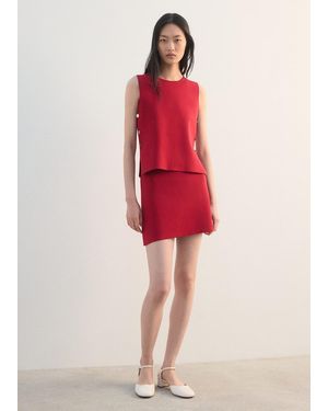 Mango Knitted Top With Side Buttons - Red