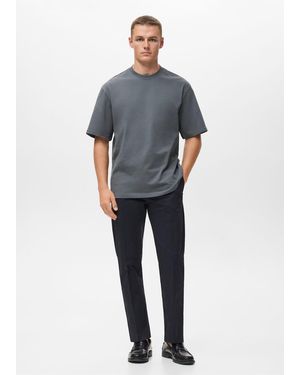 Mango Relaxed Fit-T-Shirt Aus 100 Baumwolle - Blau