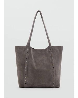 MANGO TEEN Leather Tote Bag - White