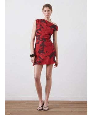 Mango Short Patterned Dress - Red