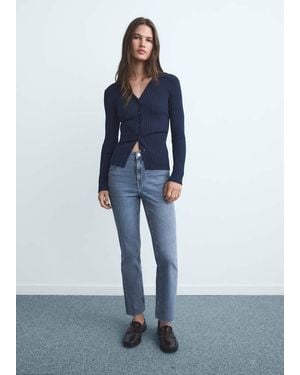 Mango Sienna Flared Cropped Jeans - Blue