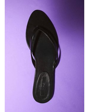 Mango Leather Strap Sandals - Purple