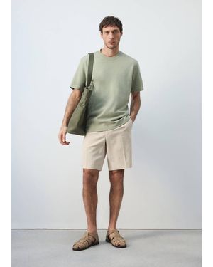 Mango 100% Cotton T-Shirt Regular Fit - Green