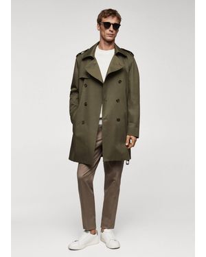 Mango Classic Water-repellent Trench Coat - Green