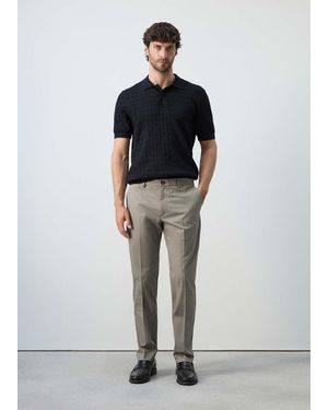Mango 100% Cotton Twill Slim Fit Trousers - Grey