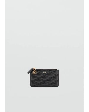 Mango Quilted Leather-Effect Coin Purse With Metal Charm - White