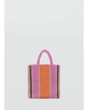 Mango Crochet Shopper Bag - Pink