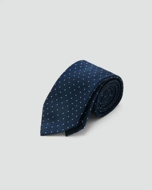 Mango 100% Silk Patterned Tie - Blue
