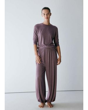 Mango Flowy Pyjama Trousers - Grey