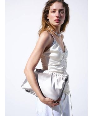 Mango Satin Handbag - White