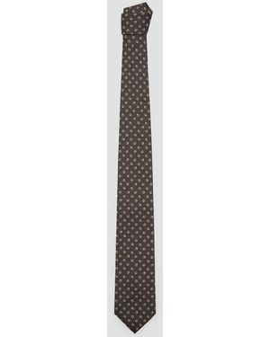Mango Printed Silk Tie - Brown