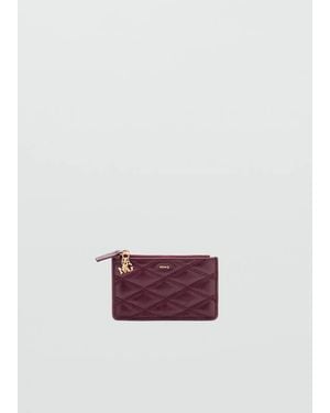 Mango Quilted Leather-Effect Coin Purse With Metal Charm - Red