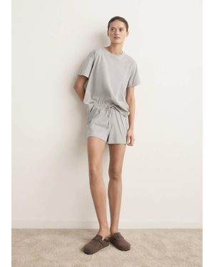 Mango Zweiteiliges Pyjama-Set Aus Baumwolle Mit Kurzen Ärmeln - Natur