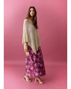 MANGO TEEN Asymmetrical Lurex Knitted Cape - Pink