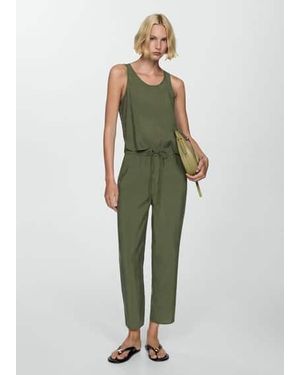 Mango Modal Straight-Fit Trousers Forest - Green