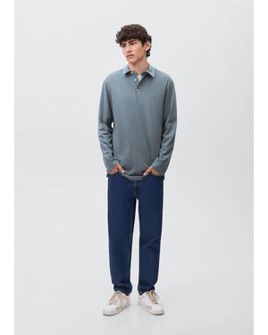 MANGO TEEN Cotton Basic Polo Shirt - Blue