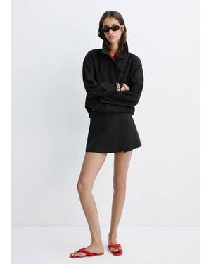 Mango Funnel-Neck Bomber Jacket - Black