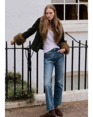 Mango High Waist Straight Jeans - Black