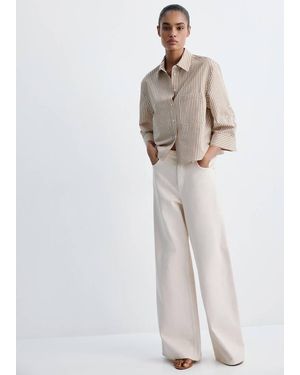 Mango Striped Shirt With Strass - White