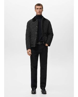 Mango Quilted Water Repellent Jacket - Black