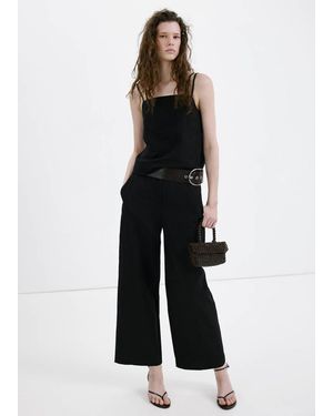 Mango Lyocell Top With Double Straps - Black