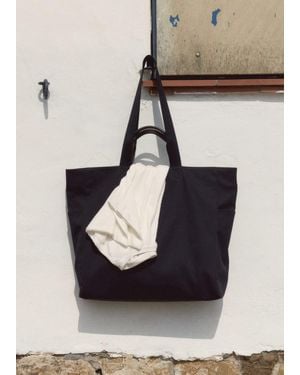 Mango Cotton Tote Bag With Pockets - Black