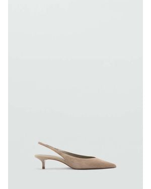 Mango Suede Kitten Heel Shoe - White