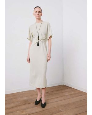 Mango Side Gathered Details Dress - White