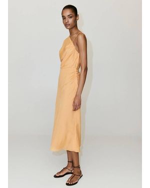Mango Asymmetric Dress With Tie Detail - Orange