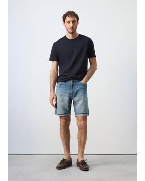 Mango Bermuda Denim Slim Fit Blu Medio