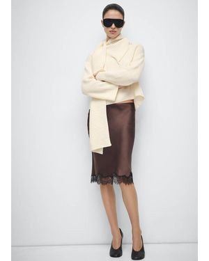 Mango Ribbed Jumper With Scarf Detail - White