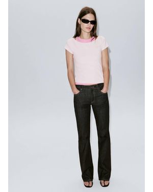 Mango Two-Tone Contrast T-Shirt - Blue