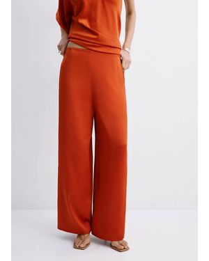 Mango Satin Straight-Fit Trousers - Red