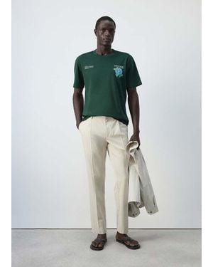 Mango Regular Fit Trousers - Green