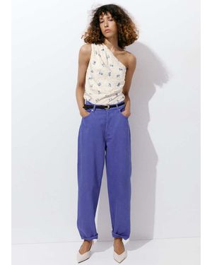 Mango Floral Asymmetrical Top - Blue