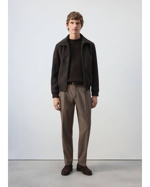 Mango Relaxed-Fit Pleated Trousers - Black