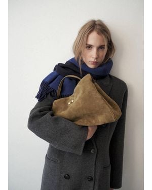 Mango Leather Shoulder Bag With Mirror Charm Marrone Medio - Blu
