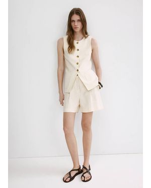Mango Waistcoat With Buttons And Pockets - Natural