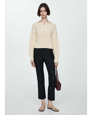Mango Linen Flared Pants - White